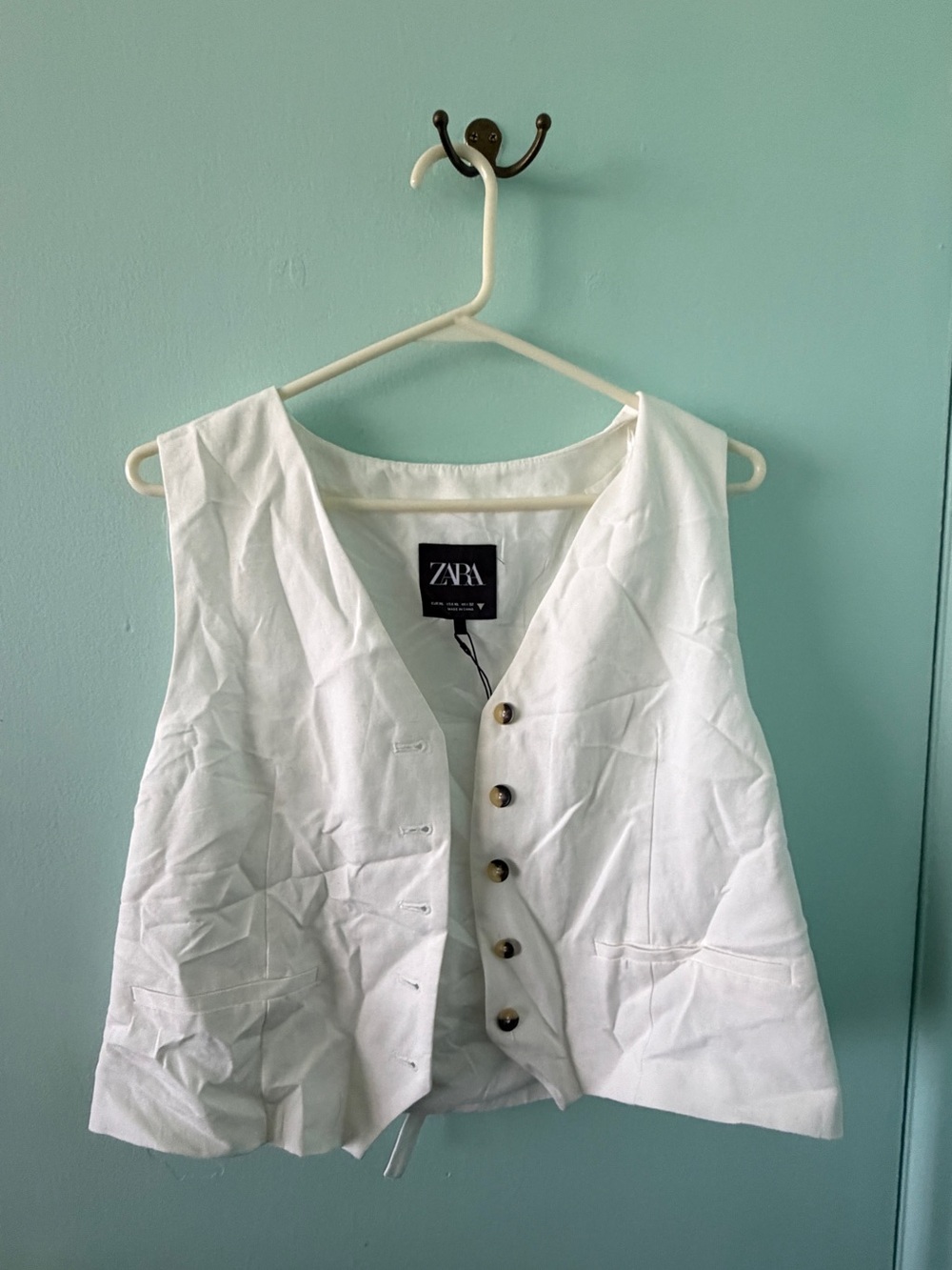 ZARA Off-White Button Front Vest